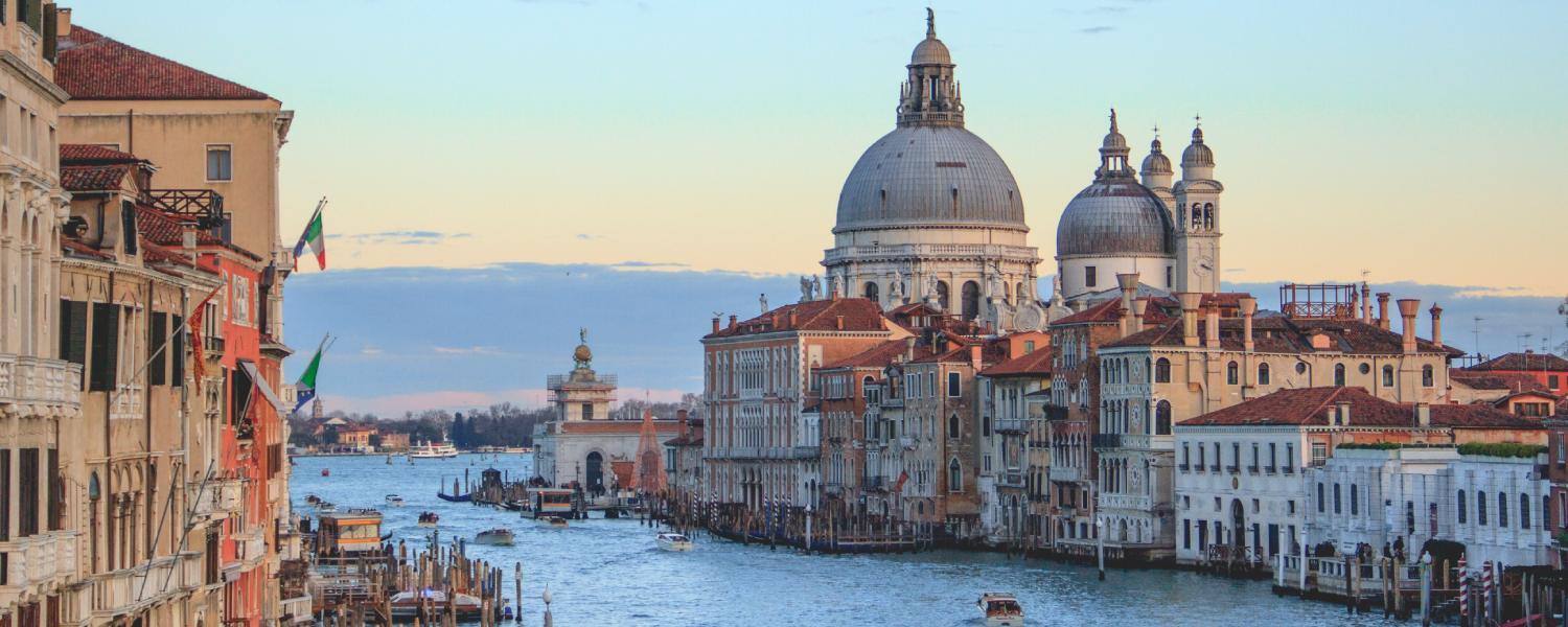 Grand Canal in Venice with the dome of Santa Maria della Salute