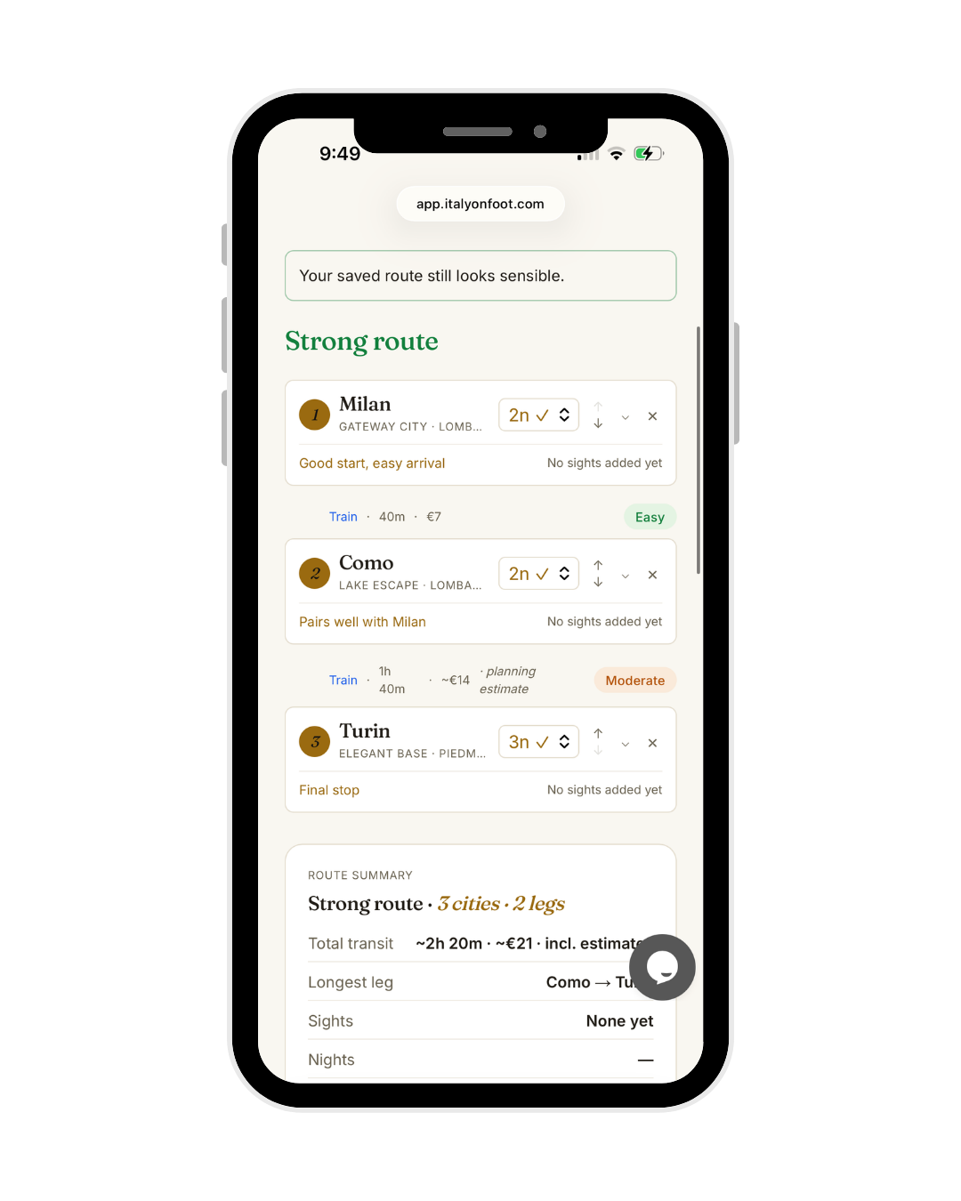 Italy on Foot route builder