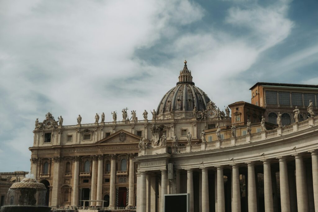 Dome of St Peter’s Basilica seen from a nearby street
