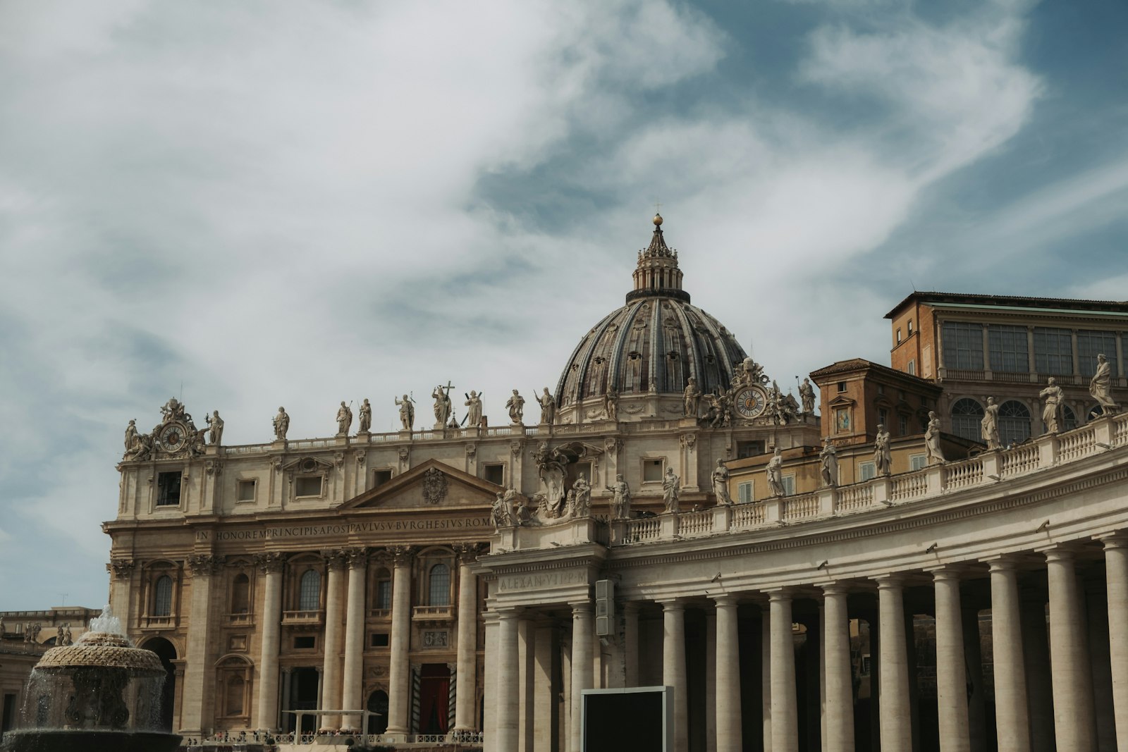 Dome of St Peter’s Basilica seen from a nearby street