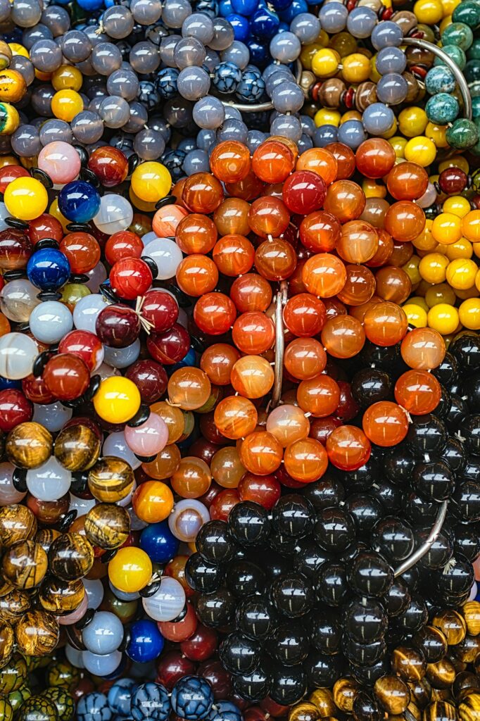 Assorted coloured glass beads