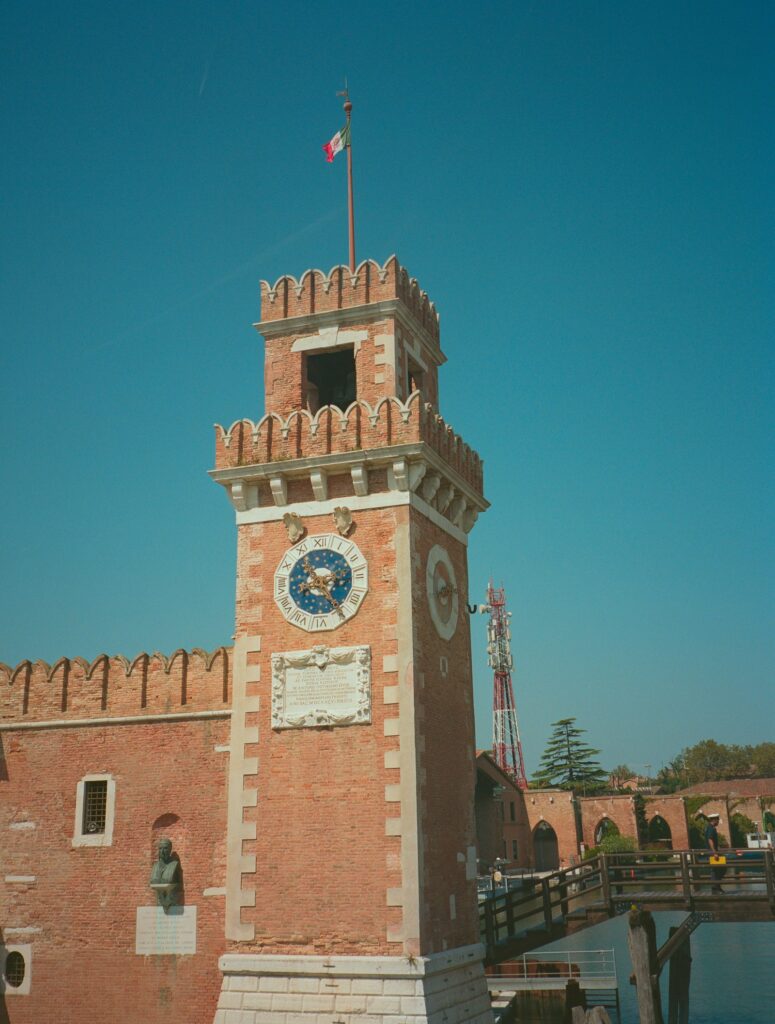 Brick clock tower at the Venetian Arsenale