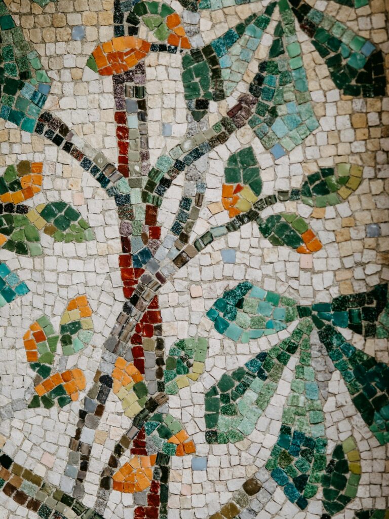 Close-up of a colourful tile mosaic