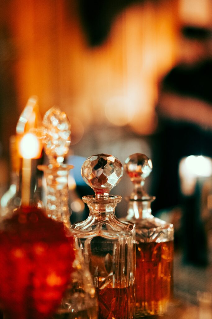 Ornate glass perfume bottles